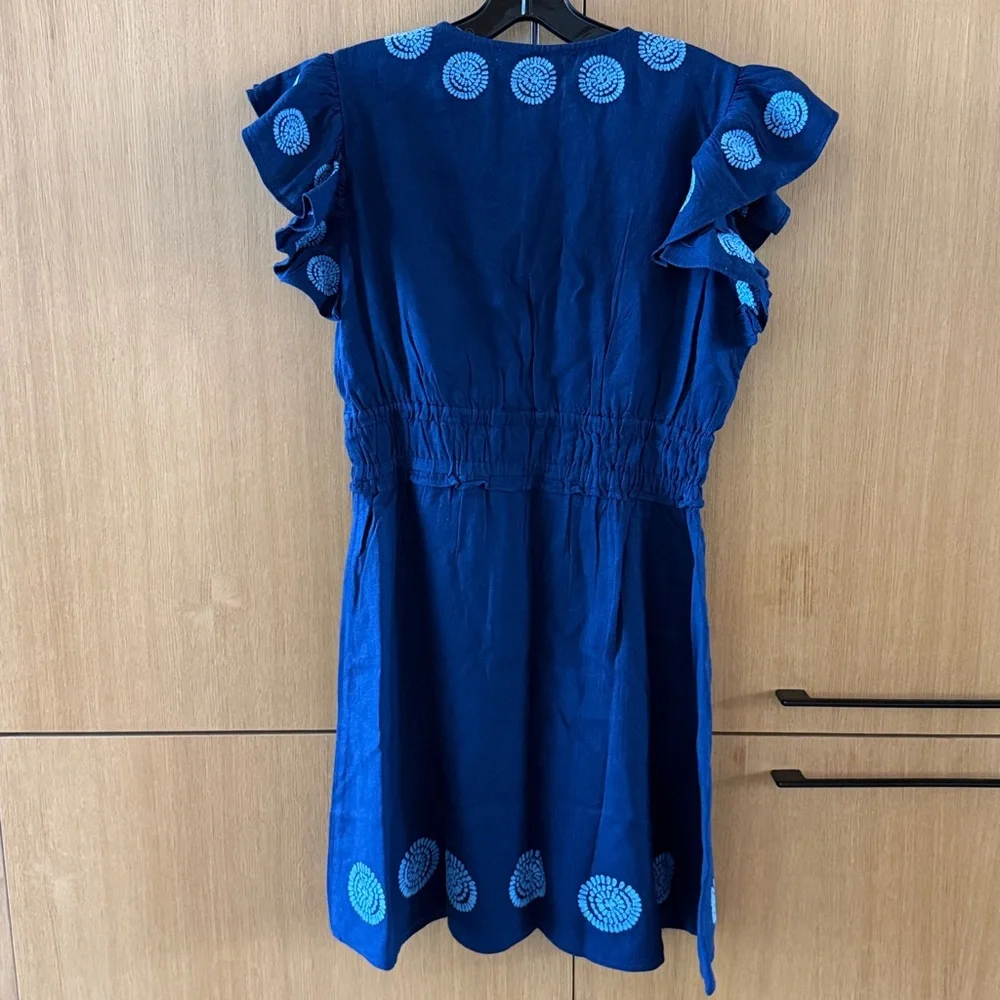Sail to Sable V-Neck Flutter Sleeve Mini Dress in navy blue Color Size Small - Picture 7 of 7